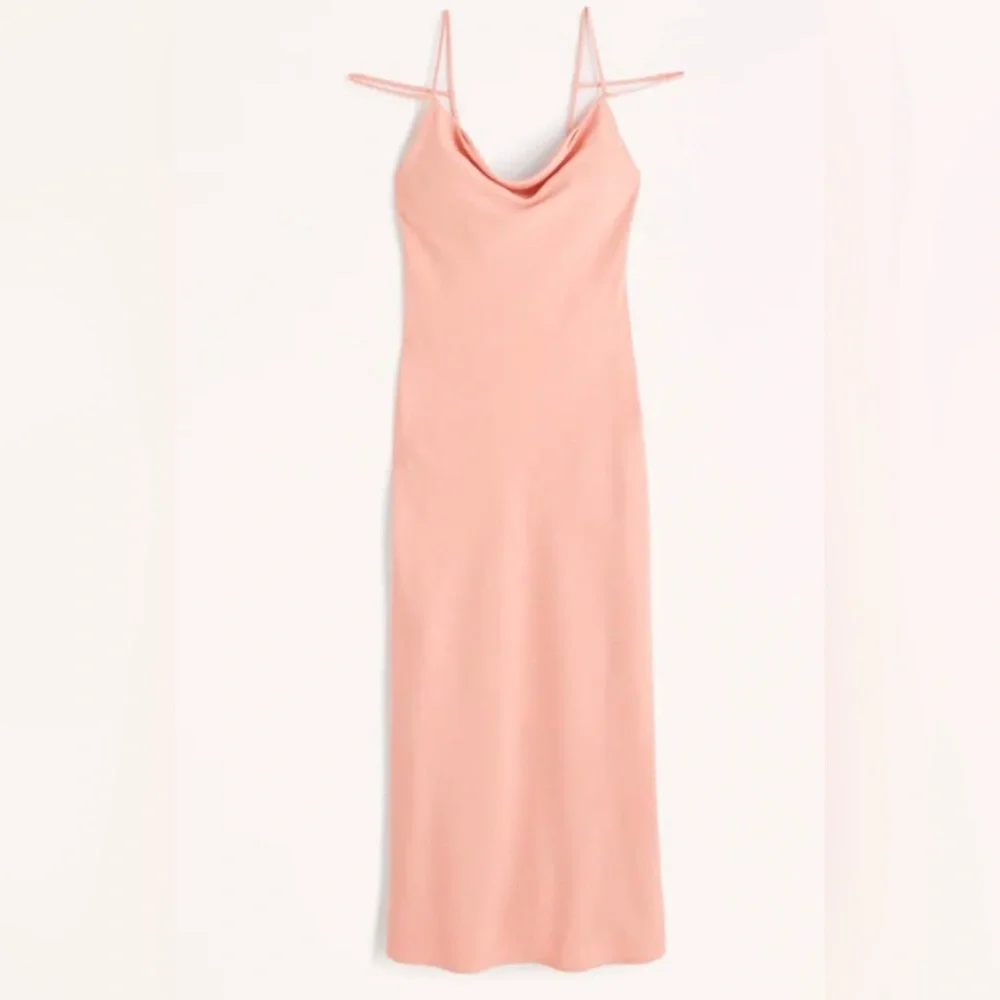 ABERCROMBIE & FITCH Peach Cowl Neck Maxi Dress‎ Spaghetti Low Back Small S